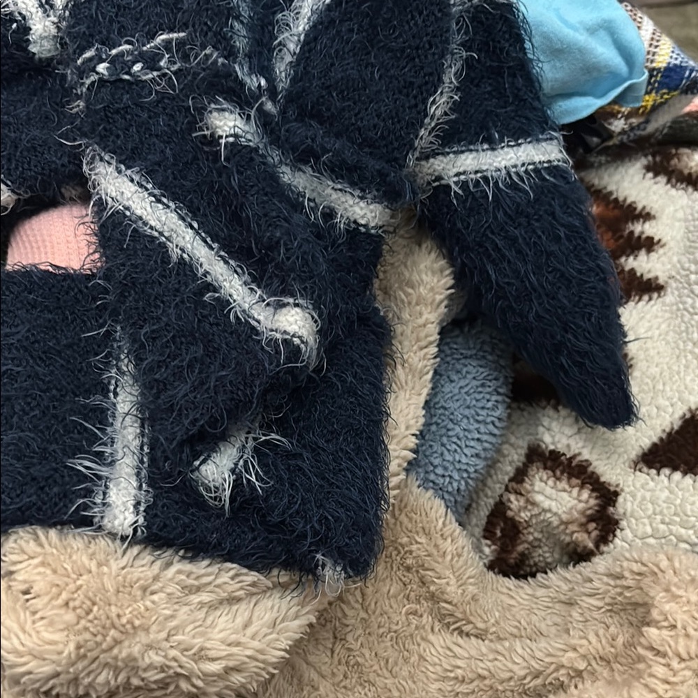 Women's Navy and White Textured Sweater